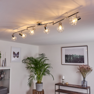 hofstein Deckenleuchte »Conco« Deckenlampe aus Metall in chrom, ohne Leuchtmittel, mit verstellbaren Strahlern, 6xE14, moderner Spot mit Gittern