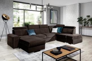 Wohnlandschaft Schlafsofa NOLAN ink USB Stoff Element Dunkelbraun Ottomane Links