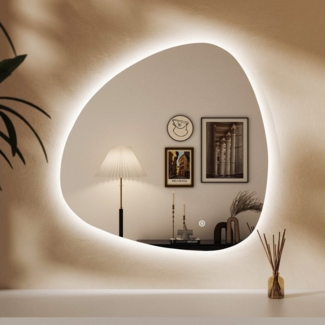 WDWRITTI Dekospiegel Wandspiegel mit Beleuchtung LED Schminkspiegel Kosmetikspiegel groß (Flurspiegel Modern Rahmenlos, 80x80cm), Kalt/Neutral/Warmweiß, Dimmbar, Speicherfunktion