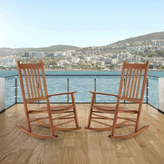 TLGREEN Schaukelstuhl aus Holz für den Außenbereich mit hoher Rückenlehne, (Schaukelstuhl für den Innenbereich, übergroß,einfach zu montieren, 2 St), für Garten, Rasen, Balkon, Veranda