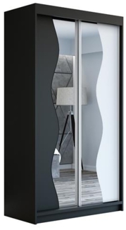 Schwebetürenschrank RIMA 2-türig Schrank 120 cm (mit Spiegel) Farbe: Schwarz , weiß