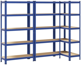 vidaXL Lagerregale mit 5 Böden 3 Stk. Blau Stahl & Holzwerkstoff 3307592