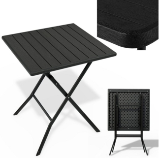 Onbest Klapptisch Balkontisch mit Holzoptik klappbar, 61x74x56cm (B x H x T), Stahlgestell, bis 80 kg