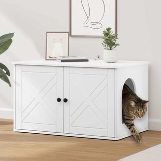 vidaXL Katzenhaus Weiß 85 x 55 x 50,5 cm Holzwerkstoff 8000725