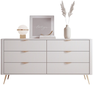 Compleo Schubkastenkommode mit Lamellen und 6 Schubladen, Glamour-Design (BELLO)