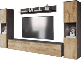 INOSIGN Wohnwand PARIS, Vitrine Türanschlag links/rechts wechselbar, (Komplett-Set, 4-St), grifflose Design, stehend und hängend montierbar