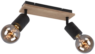 Deckenleuchte, beweglich, Holz, schwarz matt, braun, L 31 cm