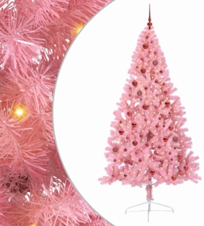vidaXL Künstlicher vorbeleuchteter Weihnachtsbaum Rosa 210 cm PVC 3397089