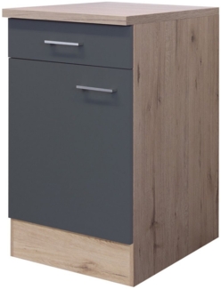 Flex-Well Unterschrank Küchenunterschrank - 50 cm breit - Basaltgrau Matt San Remo Eiche – Mo