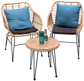 Balkon-Set Tirosa / Malibu , Rattan , Beige , 0 x 0 x 0 cm