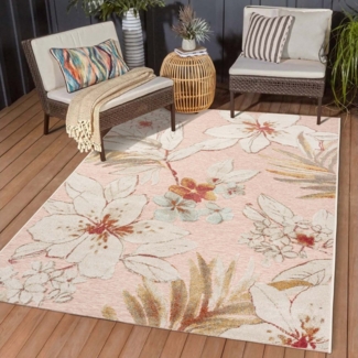 TaraCarpet Teppich TaraCarpet In und Outdoor Teppich Fantasy Lilie, rechteckig, Höhe: 5 mm, Lilie rose Wohnzimmer Balkon Terrasse Esszimmer 160X230