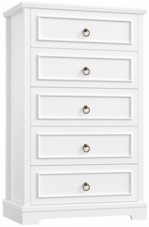 HOMECHO Hochkommode, mit 5 Schubladen, Kommode Weiß für Schlafzimmer, Flur