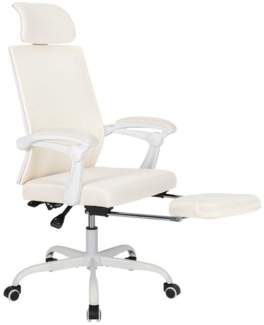 UEV Bürostuhl Ergonomisch, Schreibtischstuhl mit Fußstütze Atmungsaktiver Netzbezug (mit Kopfstütze Lordosenstütze Armlehnen, atmungsaktiver Stoff bis 136 kg), Drehstuhl aus Mesh, Höhenverstellbar neigbar bis 135°