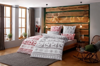 my home Bettwäsche Sindbad in Gr. 135x200 oder 155x220 cm, ideal für Weihnachten, Biber, 2 teilig, Weihnachtsbettwäsche, Winter