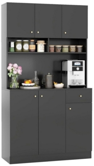 KOMFOTTEU Küchenbuffet Hochschrank mit Steckdosen & USB-Anschlüssen