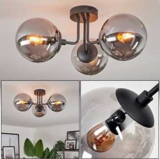 hofstein Deckenleuchte moderne Deckenlampe aus Metall/Glas in Schwarz/Rauchfarben, ohne Leuchtmittel, im modernen Design, Glasschrime (15cm), 3x E27, ohne Leuchtmittel