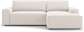 Micadoni Schlaf-Ecksofa Jodie 3-Sitzer Strukturierter Stoff Helles Beige Rechts