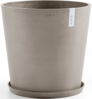 ECOPOTS Blumentopf Amsterdam 50 + Wassersystem Taupe, für innen und außen: frostsicher, bruchsicher und lichtbeständig