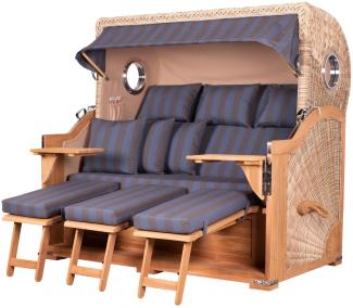 Strandkorb Komplettset - bene living - Königssee 3-Sitzer Teak - PE shell - Modell 582 - inkl. Liftersystem