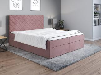 Boxspringbett Schlafzimmerbett WILLOW 140x200cm Altrosa inkl. Bettkasten