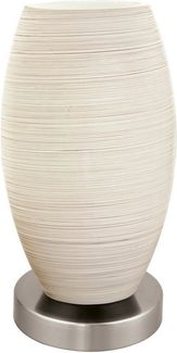 Eglo 97589 Tischleuchte BATISTA 3 E27 1X40W Stahl nickel-matt, Glas Wischtechnik weiß Ø12cm H:22,5cm mit Kabelschalter