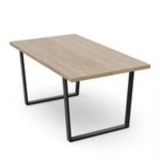 Blumfeldt Bearsdon Esstisch – Farbe Eiche MDF-Tischplatte 160x90 cm, Schwarze Tischbeine aus Metall, Industrieller Loft-Stil, Hitze- und Kratzfest, Perfekt für Esszimmer und Küche