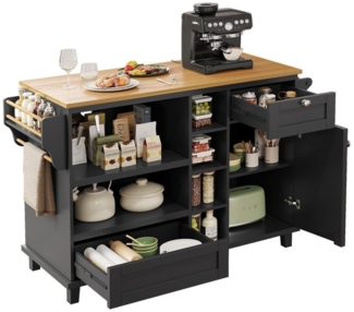 i@home Sideboard Küchenwagen, 129 x 46 x 92 cm (Packung Set), beweglicher Küchen-Esswagen mit Schubladen und Lagerschränken