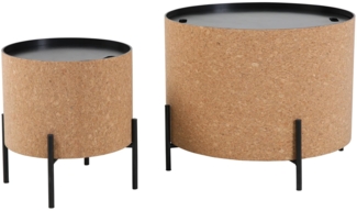 Couchtisch 2er Set aus MDF mit Kork Natur und abnehmbarer Tischplatte