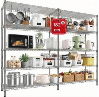 LUCKZON Schwerlastregal 4/5-stufig Standard-Drehregal höhenverstellbares Lagerregal, TFK 544-724kg 152 (76+40.5)/182 (96+45.5)x35.5/45.5x152/182cm