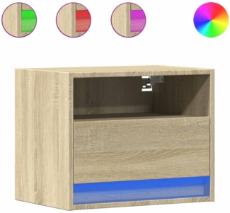 vidaXL Wand-Nachttisch mit LED-Leuchten Sonoma-Eiche 852065