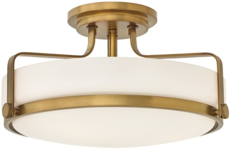 Elstead Lighting Harper Deckenleuchte Semi-Flush Medium 3-Light Messing Opalglas E27