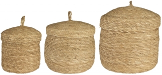Ib Laursen - 3er Korb Set mit Deckel Dekokorb Körbe Dekokörbe Natur 37010-30