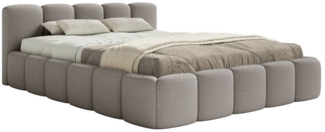 Selsey 'Cloudy Low' Polsterbett 140x200 mit Holzlattenrost, grau Bouclé