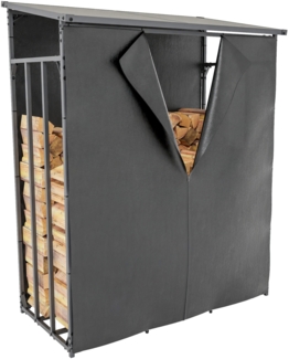 DELUKE® Kaminholzregal aussen mit Abdeckung HEOD - für Feuerholz Brennholzregal aussen Kaminholzunterstand Kaminholzständer draussen Feuerholzregal aussen, 70x130x165, Stahl, Mit Plane