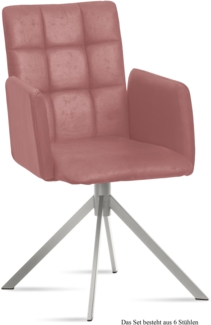 Armlehnstuhl (6er-Set) Dorita 52 x 91 x 60 Edelstahl/Rosewood