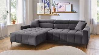 Massivart® Ecksofa Cord 256 cm / Cordsofa / Sitztiefen- & Kopfteilverstellung / SIMPLE, Nosagfederung · frei im Raum stellbar