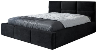 Polsterbett EMILI-OM 90x200 mit Bettkasten und Lattenrost. Farbe: Schwarz 20