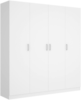 Dmora Großer Kleiderschrank Persefone, Kleiderbügel für Schlafzimmer, Kleiderschrank mit 4 Flügeltüren, 200x52h215 cm, Weiß