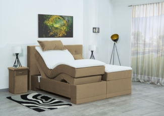 Meisterbetten Boxspringbett Lapi 240x220 in VS-Sand, Matratzenbezug Nano, Ergoflex-Topper
