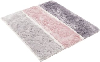 Homie Living Badematte Rio Marina, Höhe 30 mm, rutschhemmend beschichtet, fußbodenheizungsgeeignet, schnell trocknend, Polyester, rechteckig, flauschiger Badteppich, modern gestreift, waschbar, Badezimmerteppich