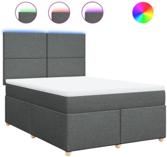 vidaXL Boxspringbett mit Matratze Dunkelgrau 140x190 cm Stoff 3293569