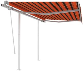 vidaXL Markise Manuell Einziehbar mit Pfosten 3x2,5 m Orange & Braun 3069900