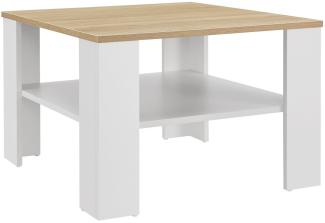 Juskys Couchtisch mit Ablage 60x60x40 cm - Holz, pflegeleicht, robust - Moderner Beistelltisch für Zeitschriften & Fernbedienung – Weiß mit Holzoptik