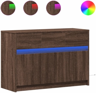 vidaXL TV-Schrank mit LED-Beleuchtung Braun Eichen-Optik 91x34x61 cm 852186