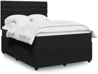 vidaXL Boxspringbett mit Matratze Schwarz 140x200 cm Samt 3294666