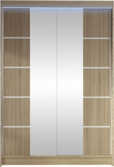 Kleiderschrank Lino V, mit RGB LED Beleuchtung, Farbe: Sonoma Eiche