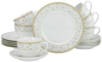 CreaTable 17527 Kaffeeservice Emilia für 6 Personen, Porzellan, creme-weiß (1 Set, 18-teilig)