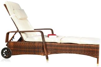 Sonnenliege braun Polyrattan Gartenlounge Liegestuhl Relax Terrasse Sitzgruppe