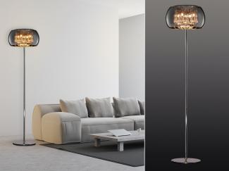 Kristall LED Stehleuchte Glas Chrom verspiegelt & Rauchglas Optik, Höhe 158cm