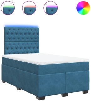vidaXL Boxspringbett mit Matratze Blau 120x200 cm Samt 3293192